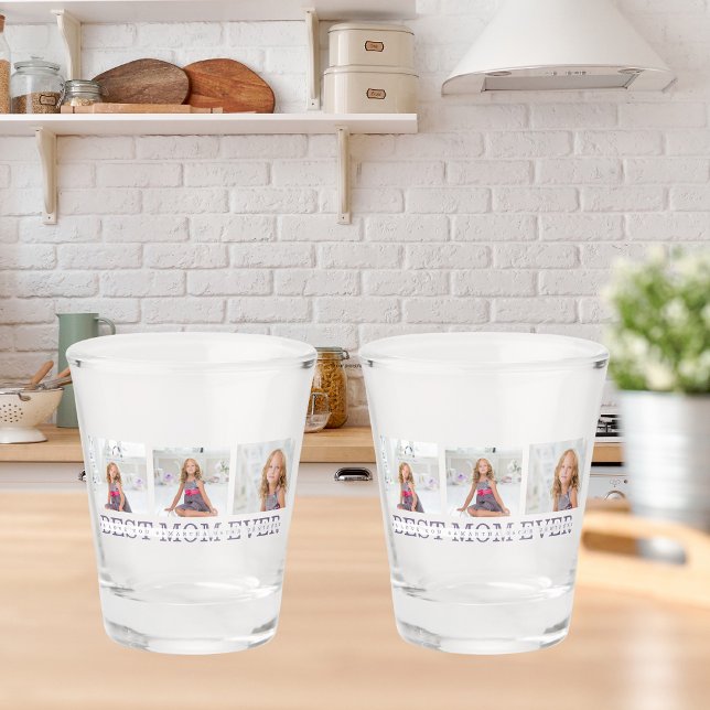 Collage Photo Purple Best Mom Ever Gift Shot Glass (Creator Uploaded)