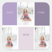 Collage Photo Purple Best Mom Ever Gift Square Sticker (Front)