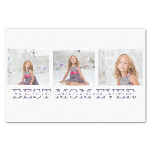 Collage Photo Purple Best Mom Ever Gift Tissue Paper