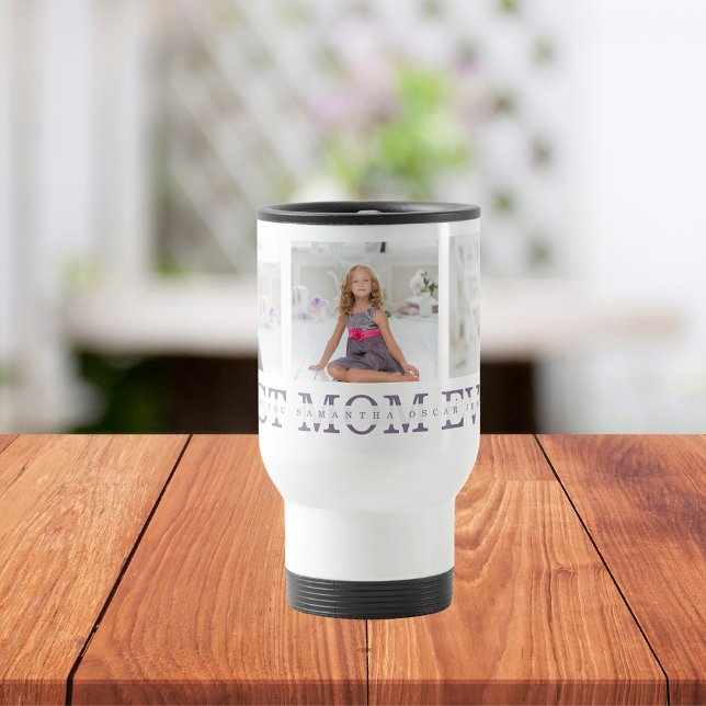 Collage Photo Purple Best Mom Ever Gift Travel Mug (Creator Uploaded)