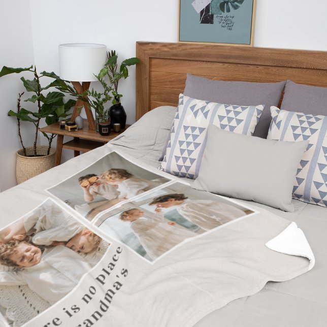 Collage Photo & Quote Best Grandma Gift Fleece Blanket (Creator Uploaded)