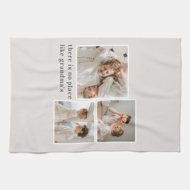 Collage Photo & Quote Best Grandma Gift Kitchen Towel (Horizontal)
