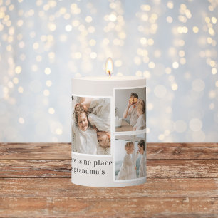 Collage Photo & Quote Best Grandma Gift Pillar Candle