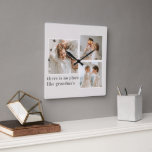 Collage Photo & Quote Best Grandma Gift Square Wall Clock<br><div class="desc">A Collage Photo & Quote Best Grandma Gift is a thoughtful and personalized present for a beloved grandmother. This gift typically includes a collage of photos that feature the grandma, her children, grandchildren, and other loved ones. The photos are arranged in a creative and artistic manner, with different sizes and...</div>