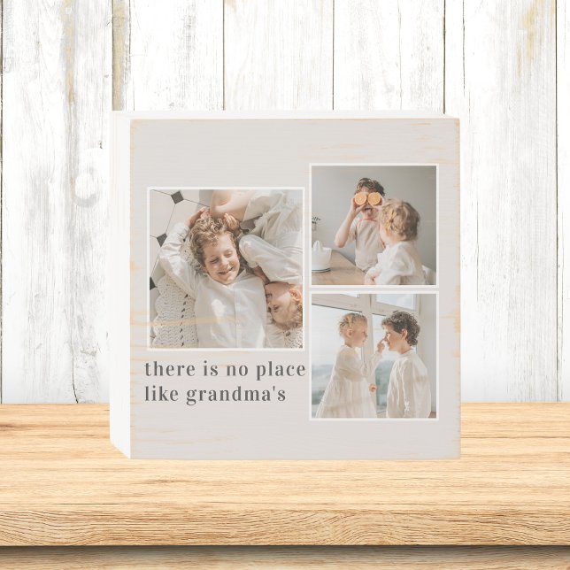 Collage Photo & Quote Best Grandma Gift Wooden Box Sign (Creator Uploaded)