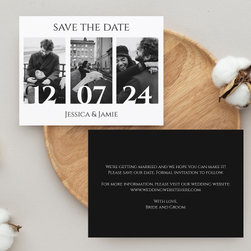 Collage Photo Save the Date Overlay Modern Trendy Announcement Postcard