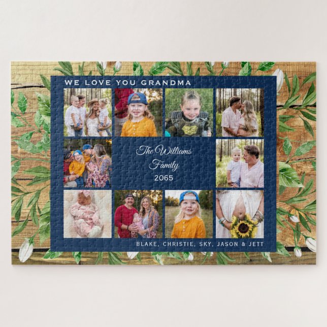 Collage Photo We Love You Grandma Foliage Jigsaw Puzzle (Horizontal)