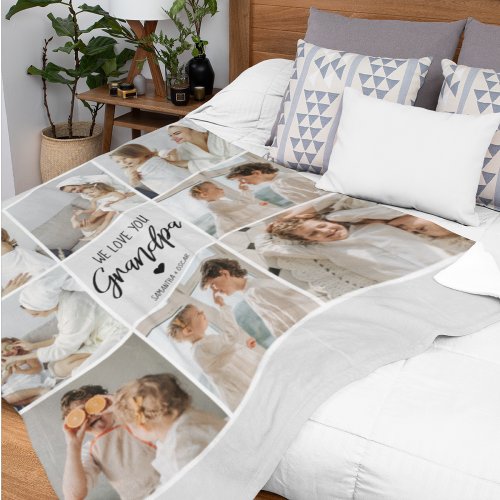 Collage Photo  We Love You Grandpa Gift  Fleece Blanket