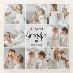 Collage Photo   We Love You Grandpa Gift  Glass Coaster