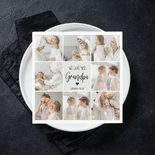 Collage Photo We Love You Grandpa Gift Napkins
