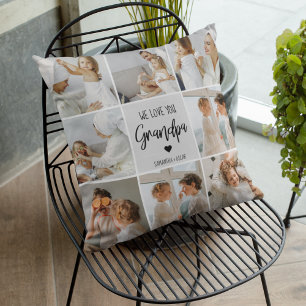 Collage Photo   We Love You Grandpa Gift  Outdoor Pillow