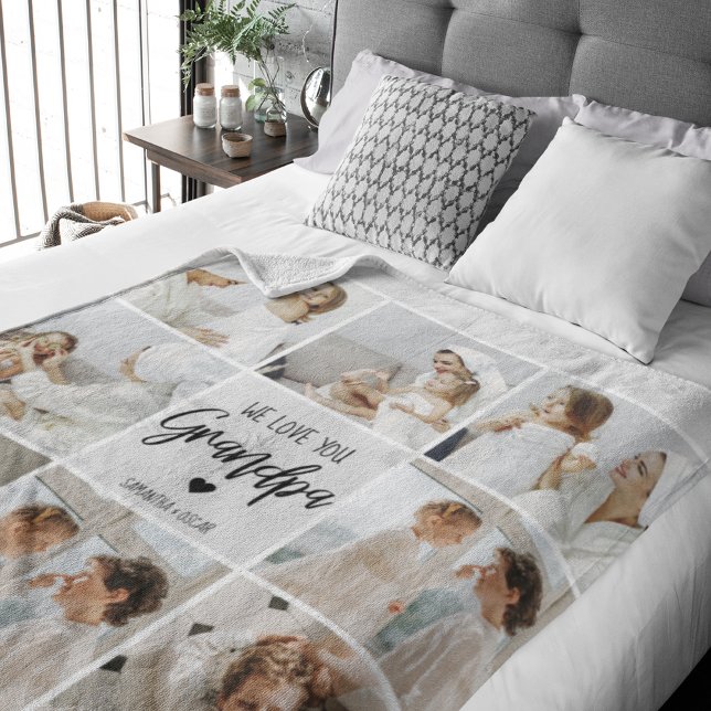 Collage Photo | We Love You Grandpa Gift  Sherpa Blanket (Creator Uploaded)