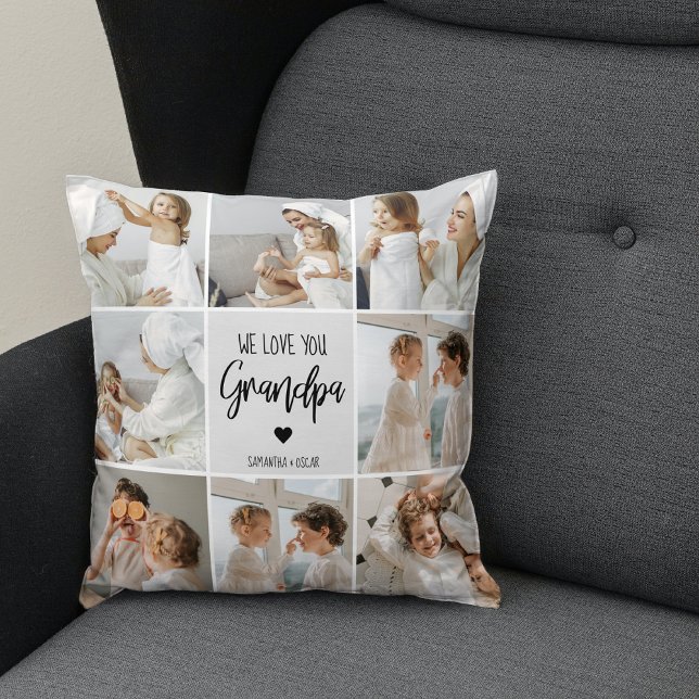 Collage Photo | We Love You Grandpa Gift  Throw Pillow (Creator Uploaded)