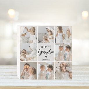 Collage Photo We Love You Grandpa Gift Wooden Box Sign