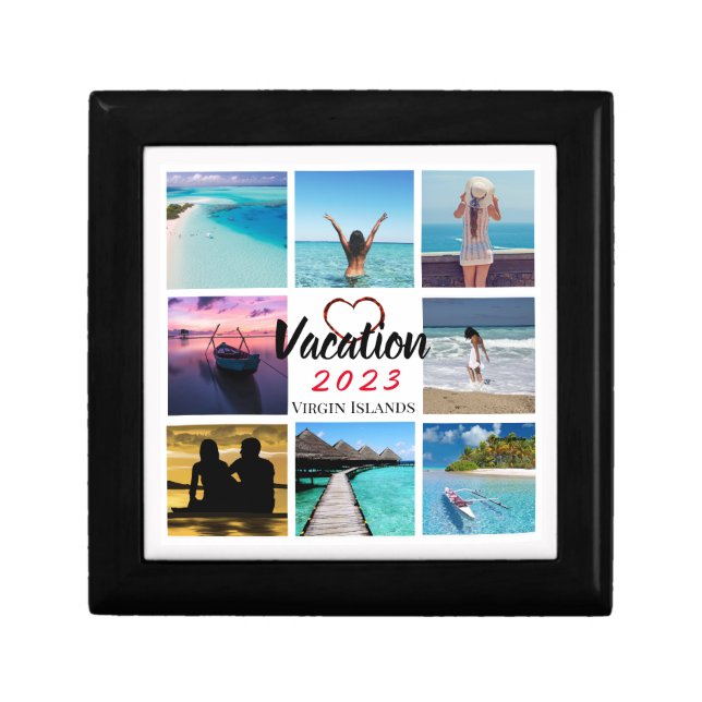 Collage Photo Wooden Jewelry Keepsake Box (Front)