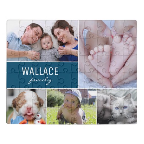 Collage photos with family name 5 pictures jigsaw puzzle