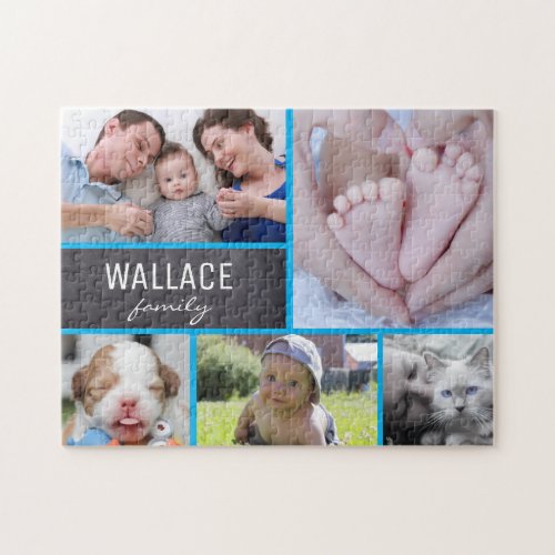 Collage photos with family name 5 pictures jigsaw puzzle