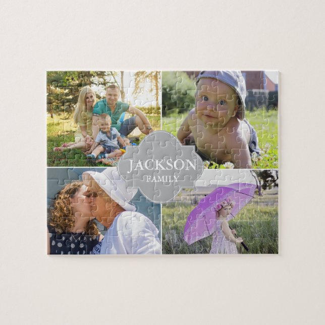 Collage photos with family name multi pictures jigsaw puzzle (Horizontal)