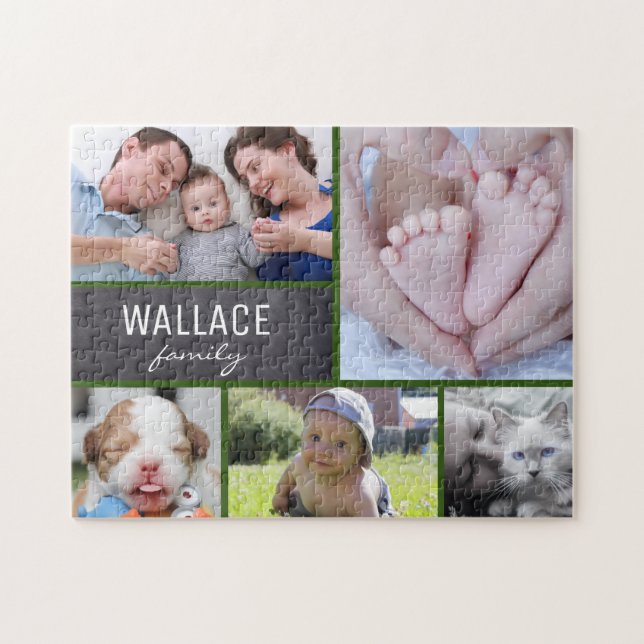 Collage photos with family name multiple pictures jigsaw puzzle (Horizontal)