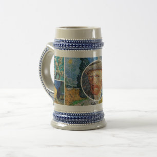 Collage Portrait – Van Gogh-style Pictorial Art Beer Stein