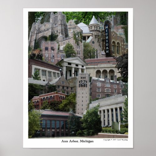 Collage poster Ann Arbor Michigan 11 x 14