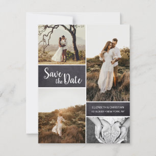 Collage Save the date Wedding engagement Photo Announcement