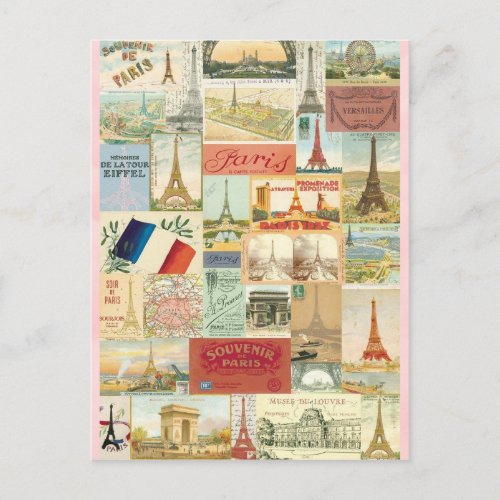 Collage souvenirs de Paris Postcard