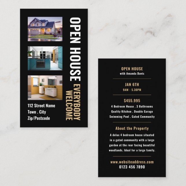Collage Style Realtor Open House Advertising Cards (Front/Back)