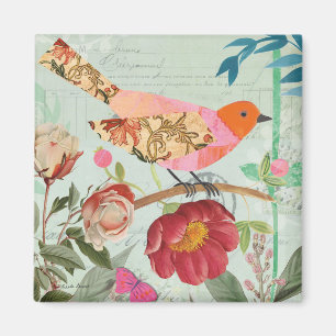 Collage-Style Songbird Magnet