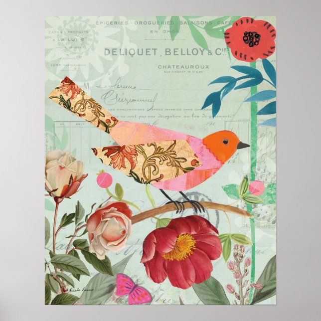 Collage-Style Songbird Poster (Front)