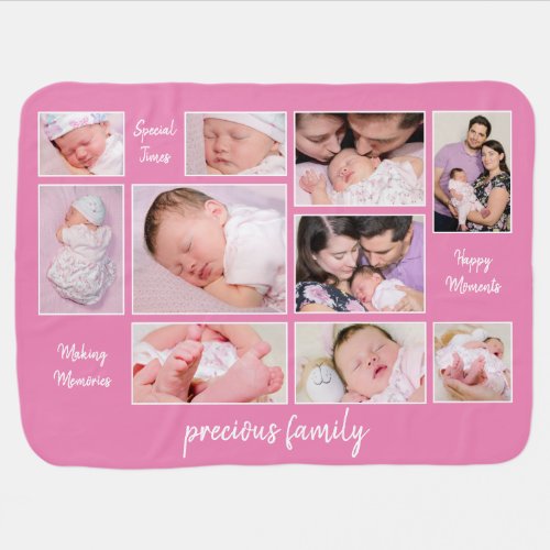 Collage Uplifting Quotes Names Year 10 Photo Pink Baby Blanket