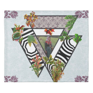 Collage vintage Retro with lace and flowers Duvet Cover