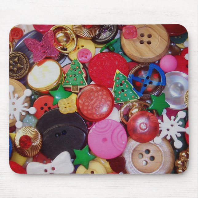 Collage with Christmas Tree Buttons Mouse Pad (Front)