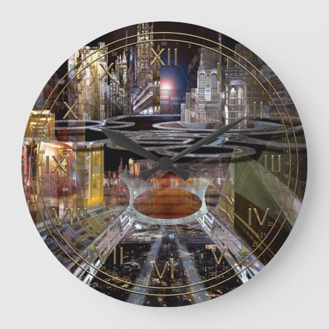 Collap Futuristic City Large Clock (Front)