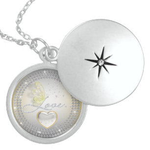 Collar with heart and love in crystals locket necklace