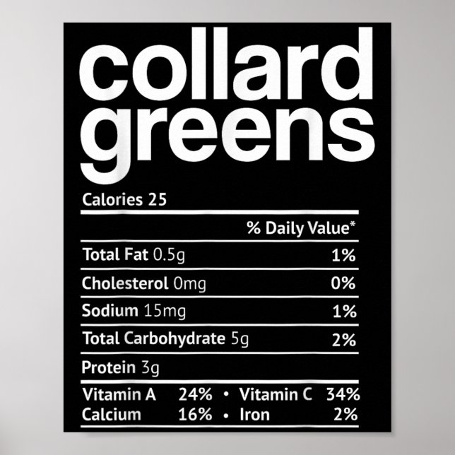 Collard Greens Nutrition Facts Funny Thanksgiving  Poster (Front)