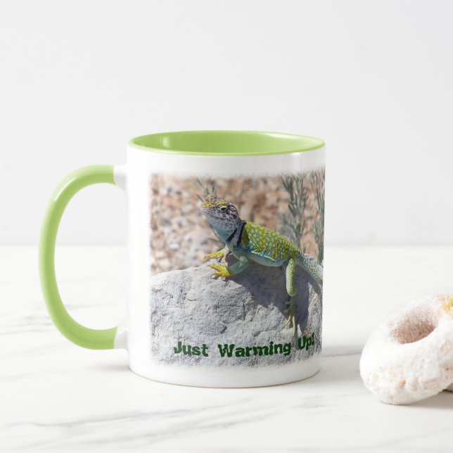 Collared Lizard Close-Up Photograph Personalized Mug (With Donut)