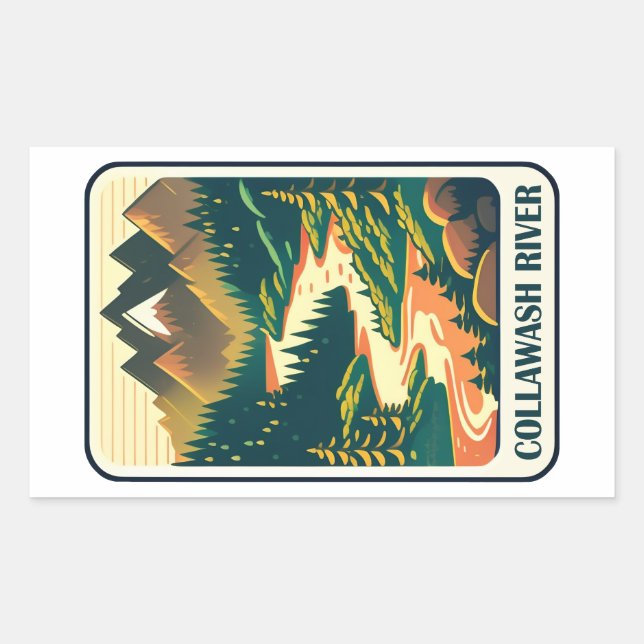 Collawash River Oregon Colors Rectangular Sticker (Front)