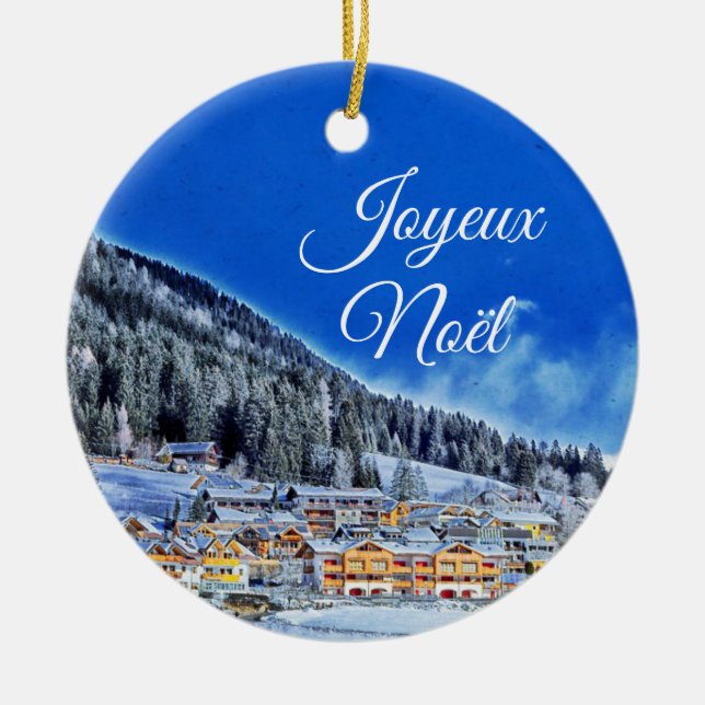 Colle-Di-Fuori, France Joyeux Noël Christmas Ceramic Ornament (Front)