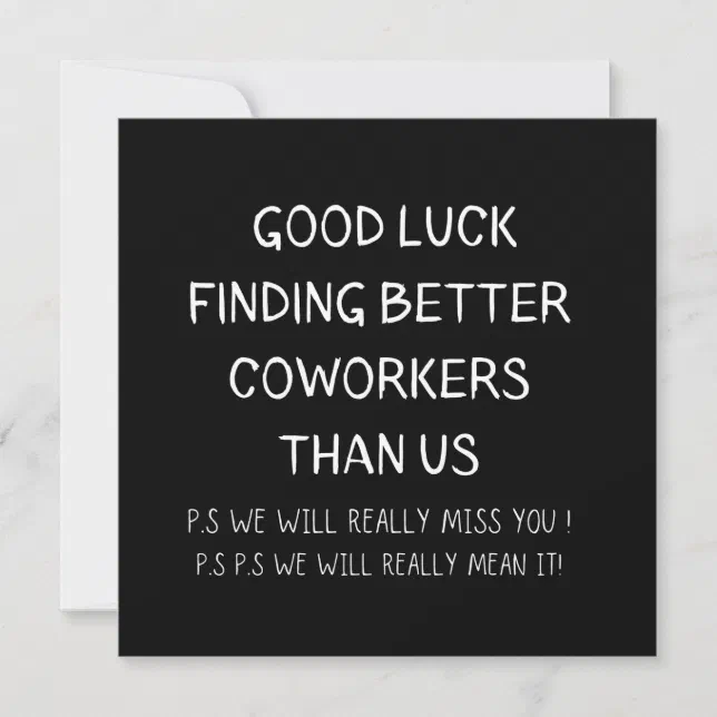 Colleague Leaving Coworker Leaving Funny New Job Note Card | Zazzle