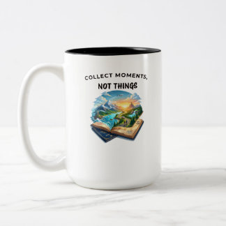 Collect Moments Not Things | Inspirational Travel  Two-Tone Coffee Mug