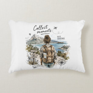 Collect Moments Not Things Travel Quote Accent Pillow