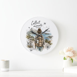 Collect Moments Not Things Travel Quote Large Clock