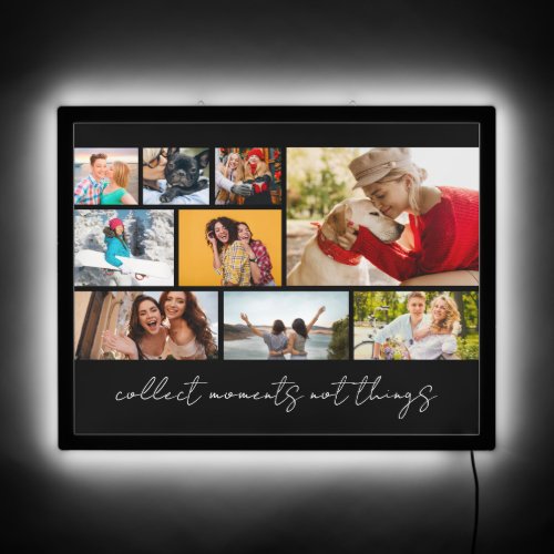 Collect Moments Script Multi Photo Collage Modern LED Sign