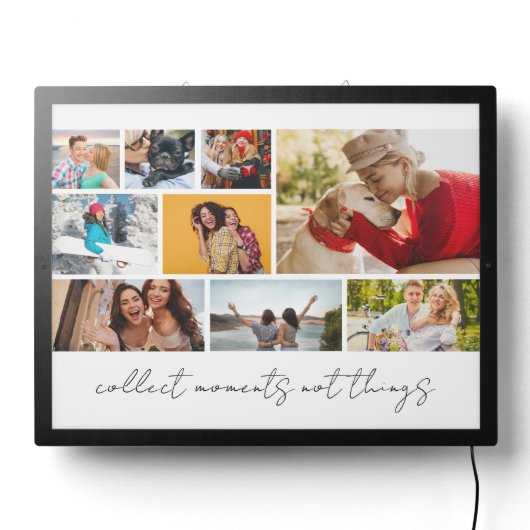 Collect Moments Script Multi Photo Collage Modern LED Sign (Lights Off)
