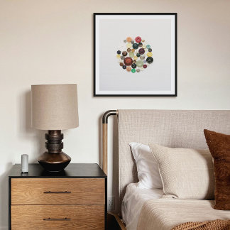 Collected Buttons Retro Vintage Square Art Print