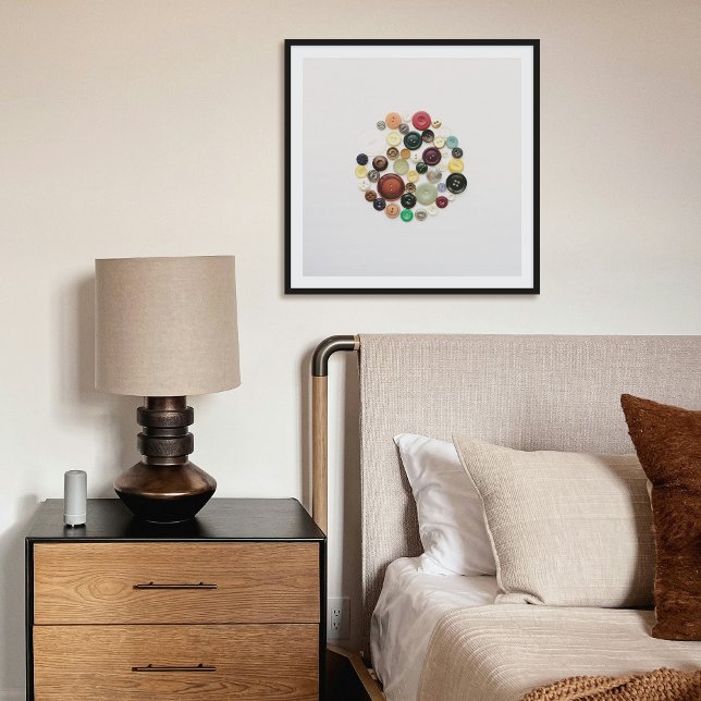 Collected Buttons Retro Vintage Square Art Print (Creator Uploaded)