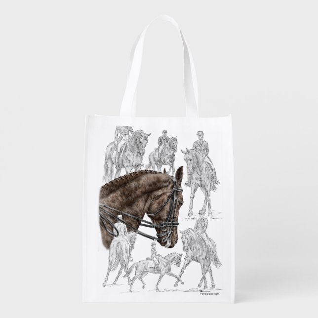 Collected Dressage Horses FEI Grocery Bag (Back)