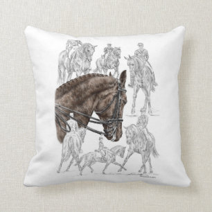 Collected Dressage Horses FEI Throw Pillow