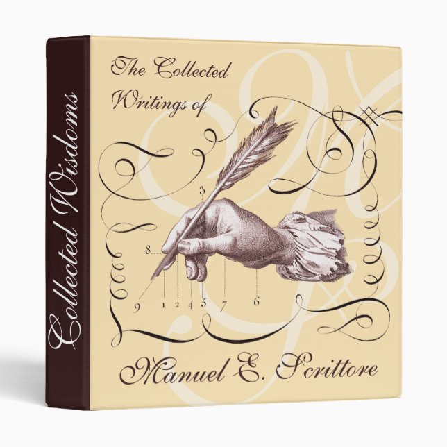 Collected Writings - Antique Calligraphy Notebook 3 Ring Binder (Front/Spine)